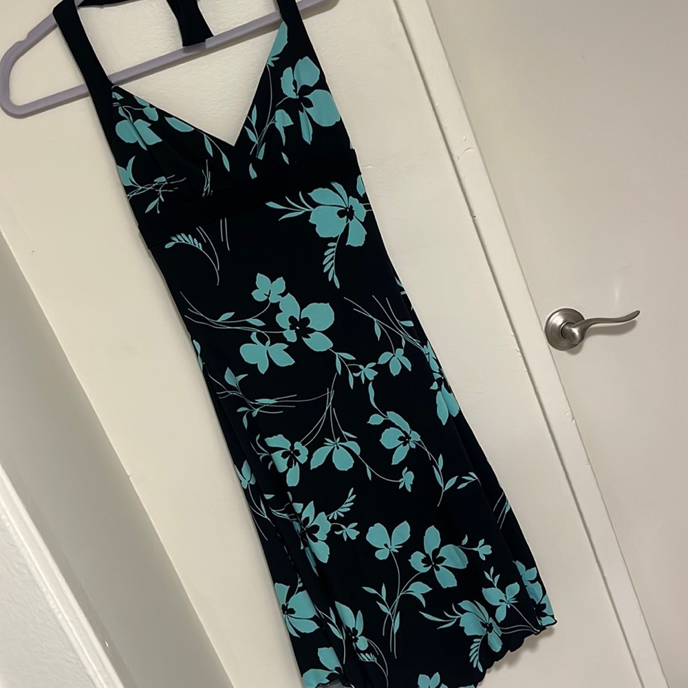 Black and Turquoise Floral Dress